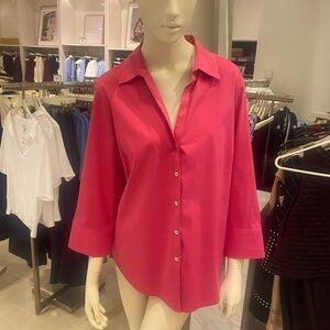 NWT| Foxcroft Vibrant Pink Button-Down Shirt – Chic & Comfortable, Size 14